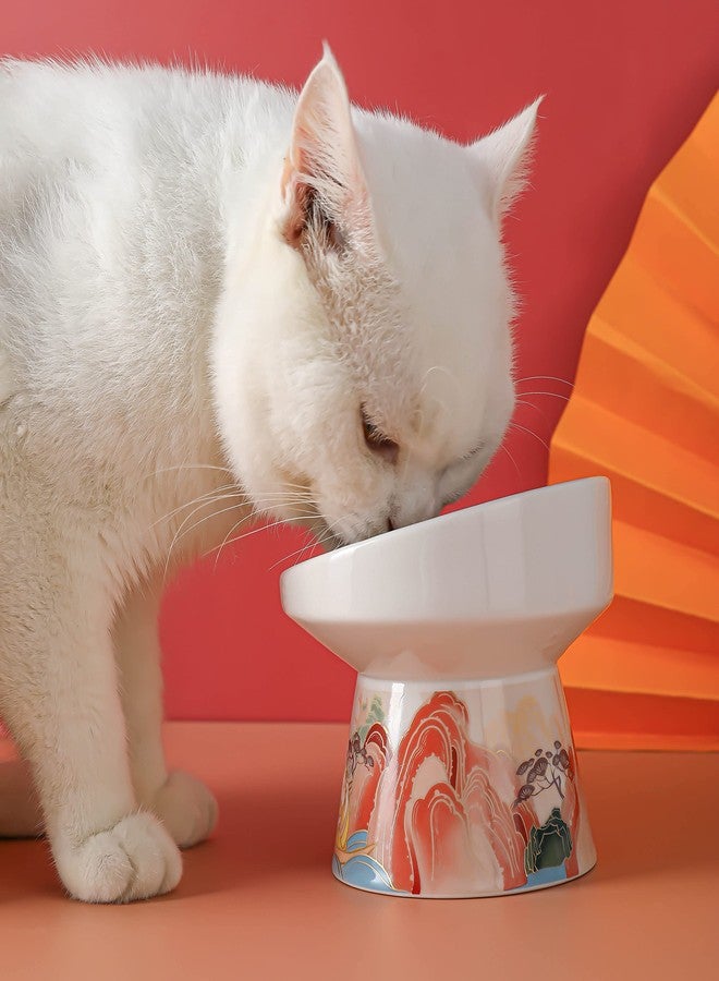 KUTKUT Ceramic Cat Food Bowl Elevated Bowl Protect Pets' spines and Neck | Anti Vomiting Porcelain Stress Free Tilted Bowl for Cats and Small Dogs, Dishwasher and Microwave Safe (Red) - Image 4